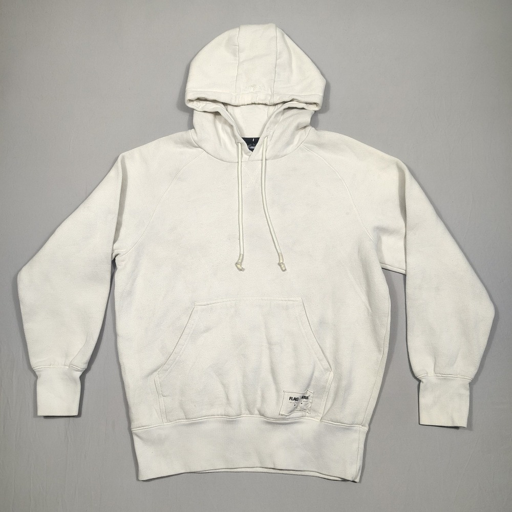 Flag Nor Fail Hoodie Mens Small Pullover Embossed Hem Cream Solid Good